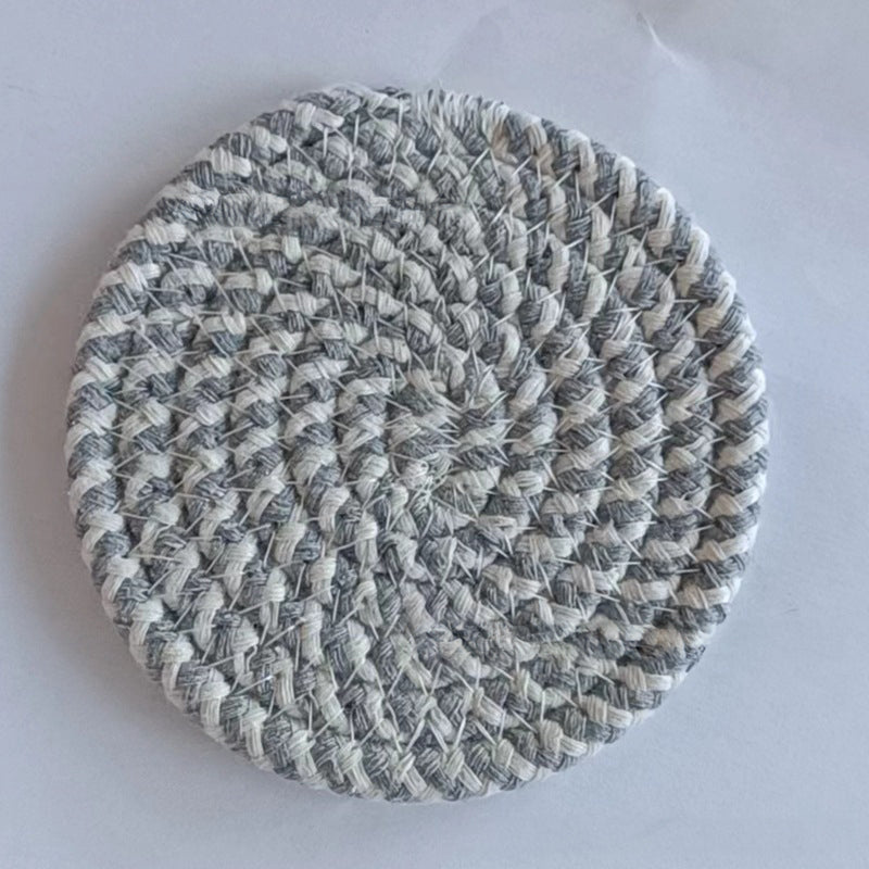 Cotton thread placemat hand woven insulation mat bowl mat cup mat thickened and simple cotton linen table mat eprolo