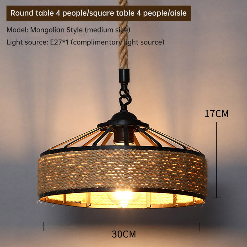 Retro Industrial Hemp Rope Pendant Lamp for Home & Commercial Spaces Julia M Home & Kitchen