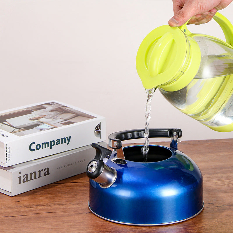 A 3L stainless - steel kettle for gas heating. It features a whistle and a comfortable handle, suitable for cooking and tea. Julia M Home & Kitchen