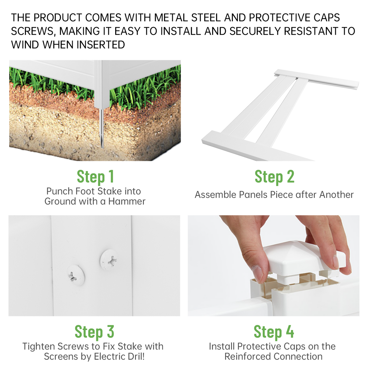 Privacy Fence Panels Kit Air Conditioner Trash Can Enclosure Vinyl white color - Julia M LifeStyles
