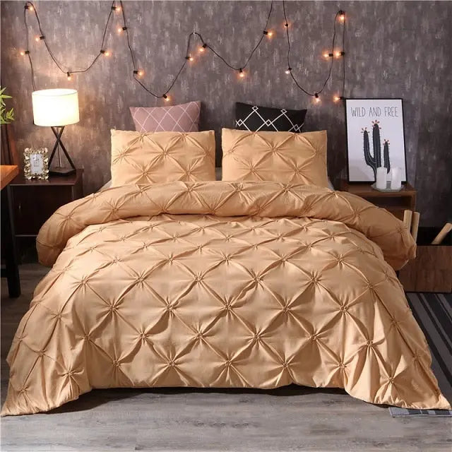 Luxury White Pinch Pleat Duvet Cover Set for Twin/Queen/King eprolo