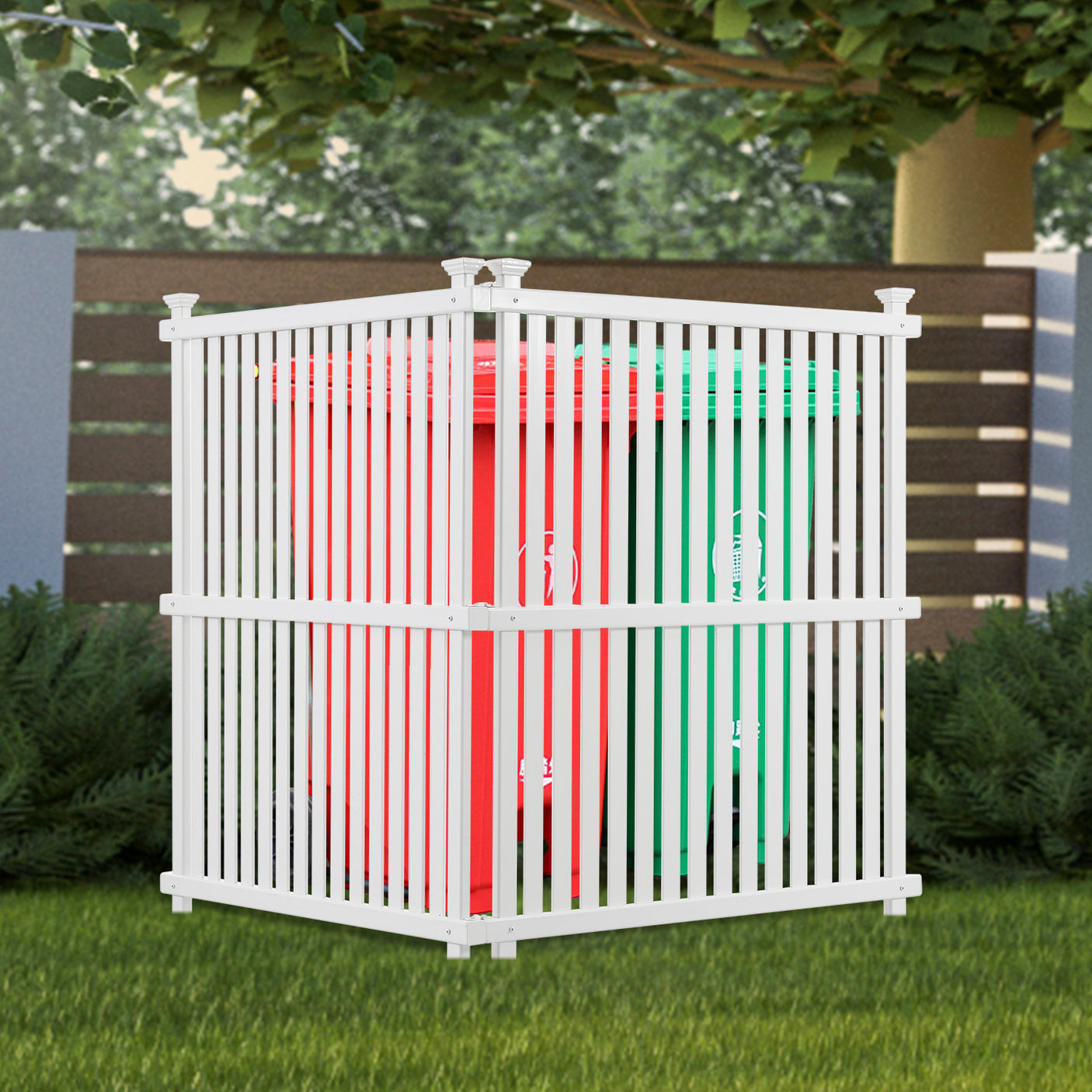 Privacy Screen Panels Kit Air Conditioner Trash Can Enclosure Vinyl white color - Julia M LifeStyles