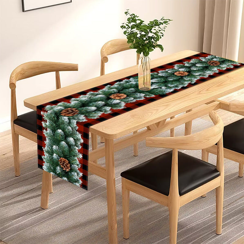 Christmas red and black checkered table flag holiday table decoration tablecloth mat holiday party tablecloth eprolo