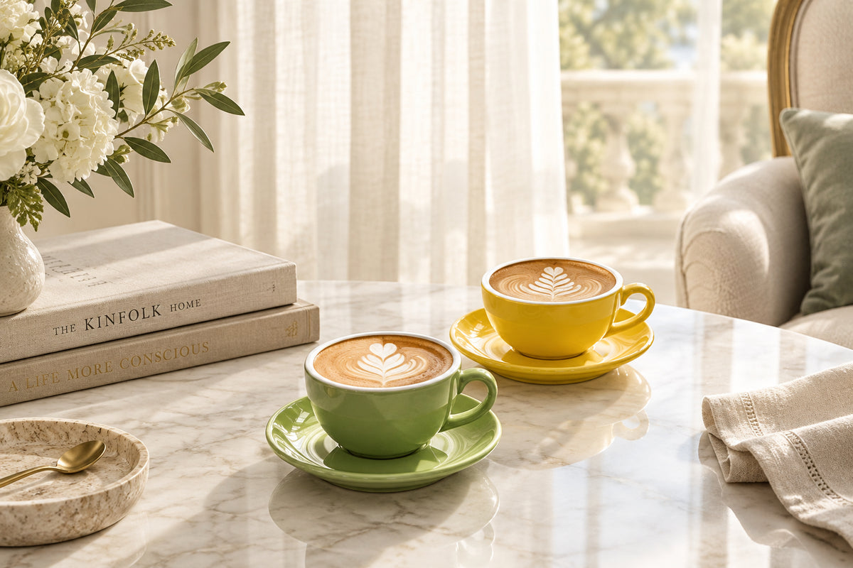 Fika Nordic Ceramic Latte Mug with Contrast Rim, 10 oz