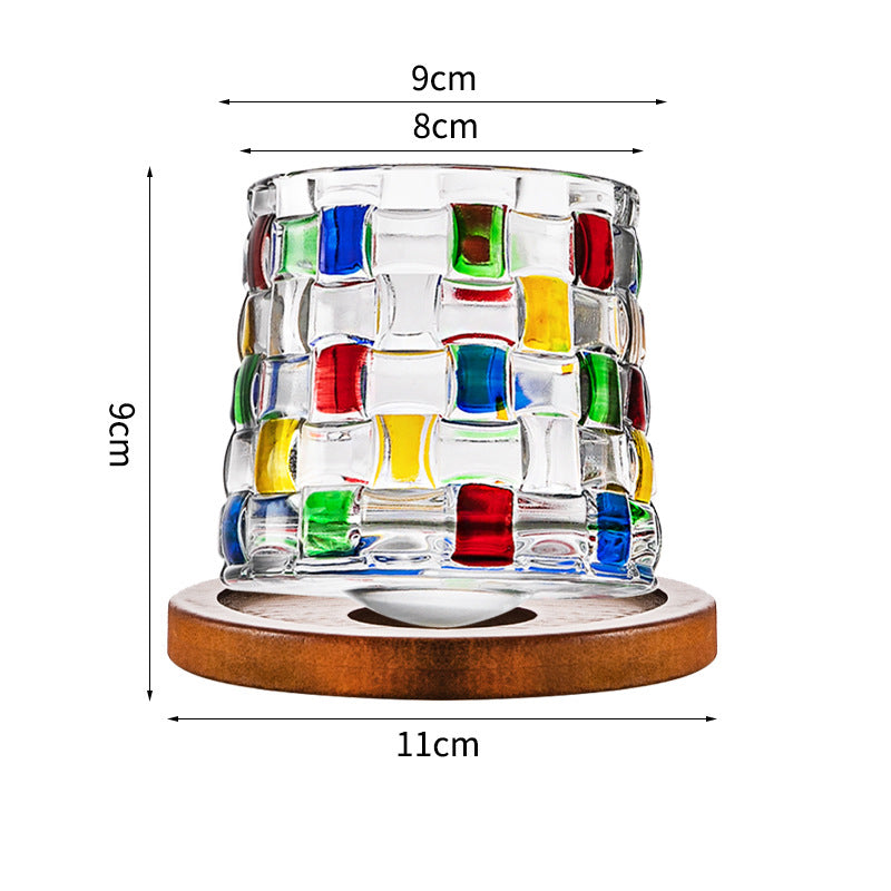 Hand drawn rotating glass cups multiple multi-purpose whiskey glasses rotating glass cups Julia M Home & Kitchen