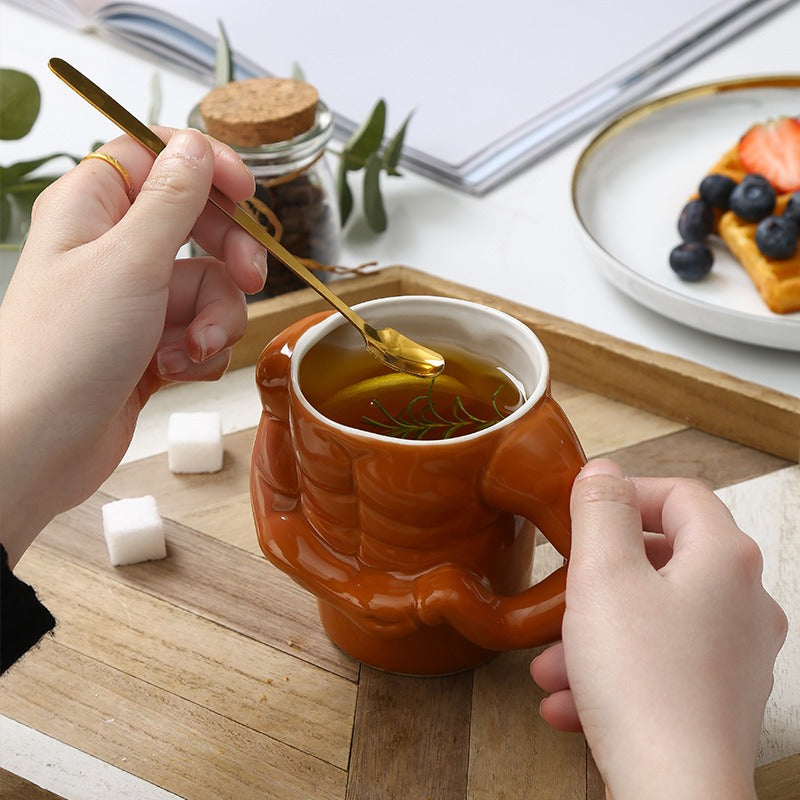 Novelty Cup Ceramic Muscle Hunk Ceramic Cup Spoof Weird Water Glass Mug Creative Personality Coffee Beer Cup Julia M Home & Kitchen