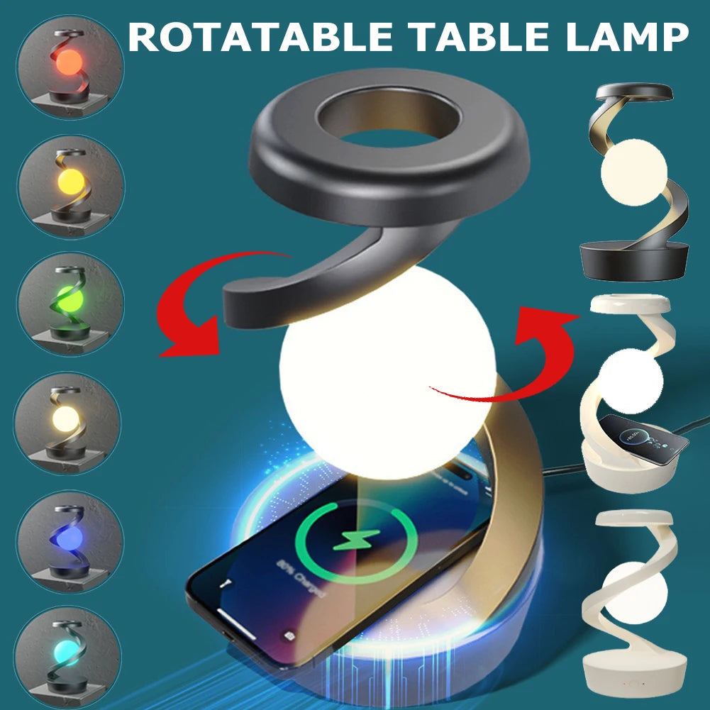 Floating and Spinning in Air with LED Moon Lamp RGB Floating Moon Table Lamp with Wireless Phone Charger for Office Bedroom Home Julia M Home & Kitchen