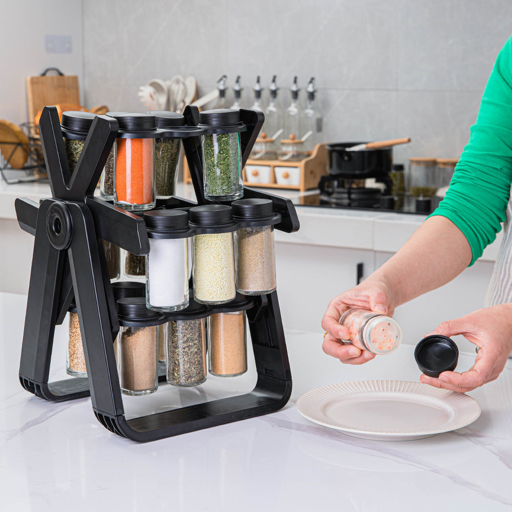 Rotating Ferris Wheel Glass Seasoning Rack Set - Julia M LifeStyles