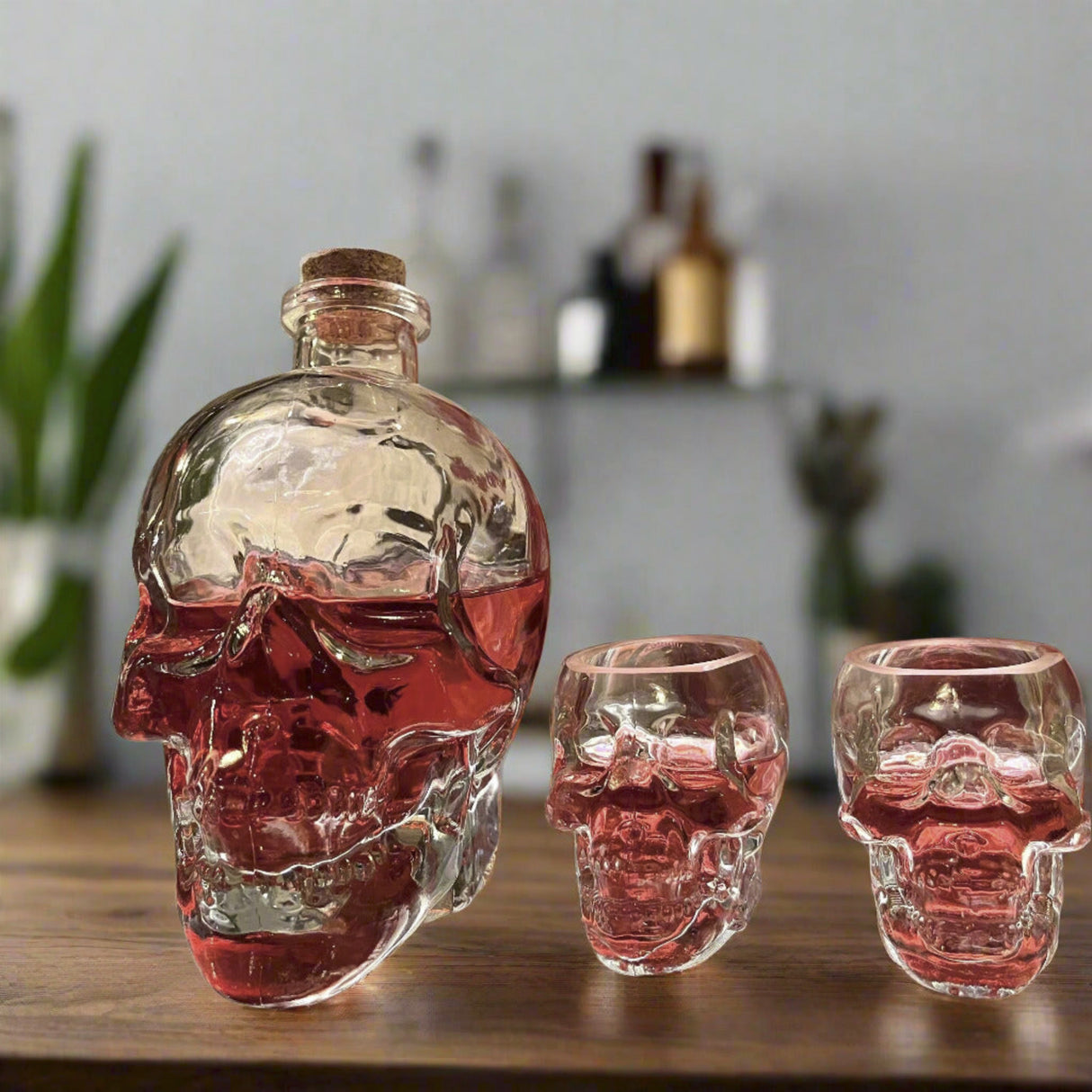 Skull Decanter Kit, 750ml/25.4oz Crystal Wine Decanter With 2pcs 3oz Skull Glasses - Julia M LifeStyles