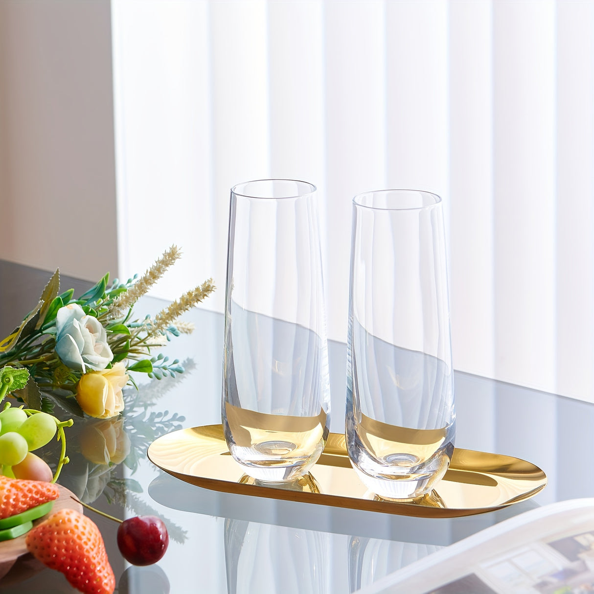 Water Glasses Set Of 6 Juice Drinking Highball Glass Glassware Kitchen Tumbler Glass Beer Base For Wine Cocktails Beverage - Julia M LifeStyles