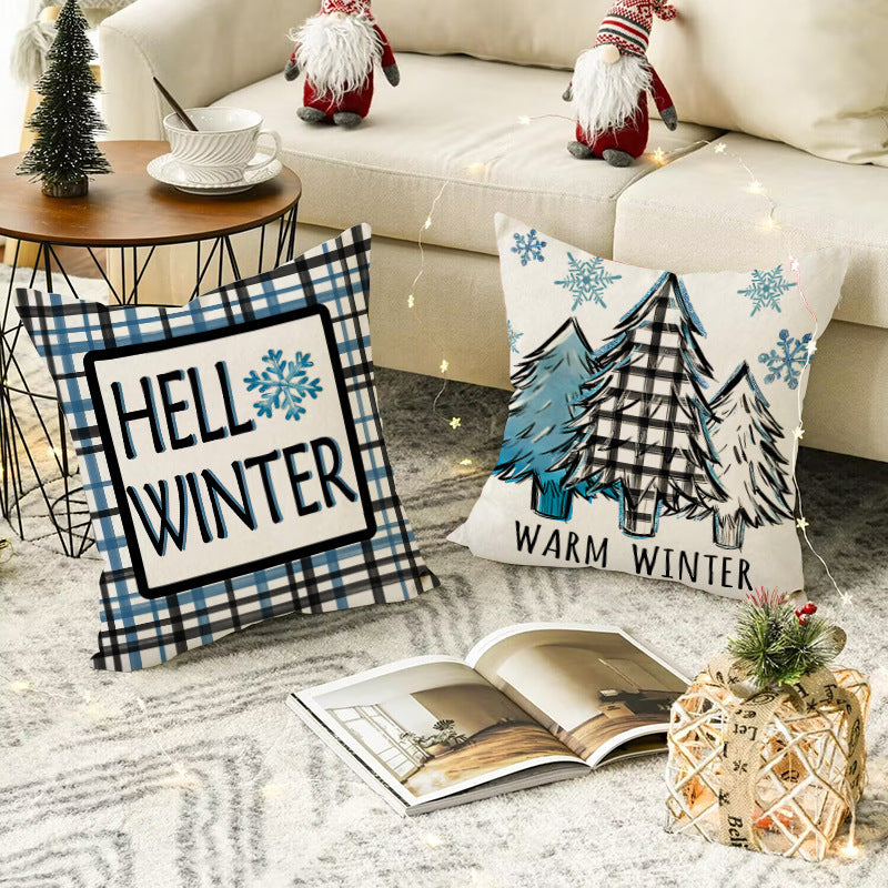 Christmas tree checkered pillow cover holiday bedroom decoration pillowcase office seat linen waist pillowcase Julia M Home & Kitchen
