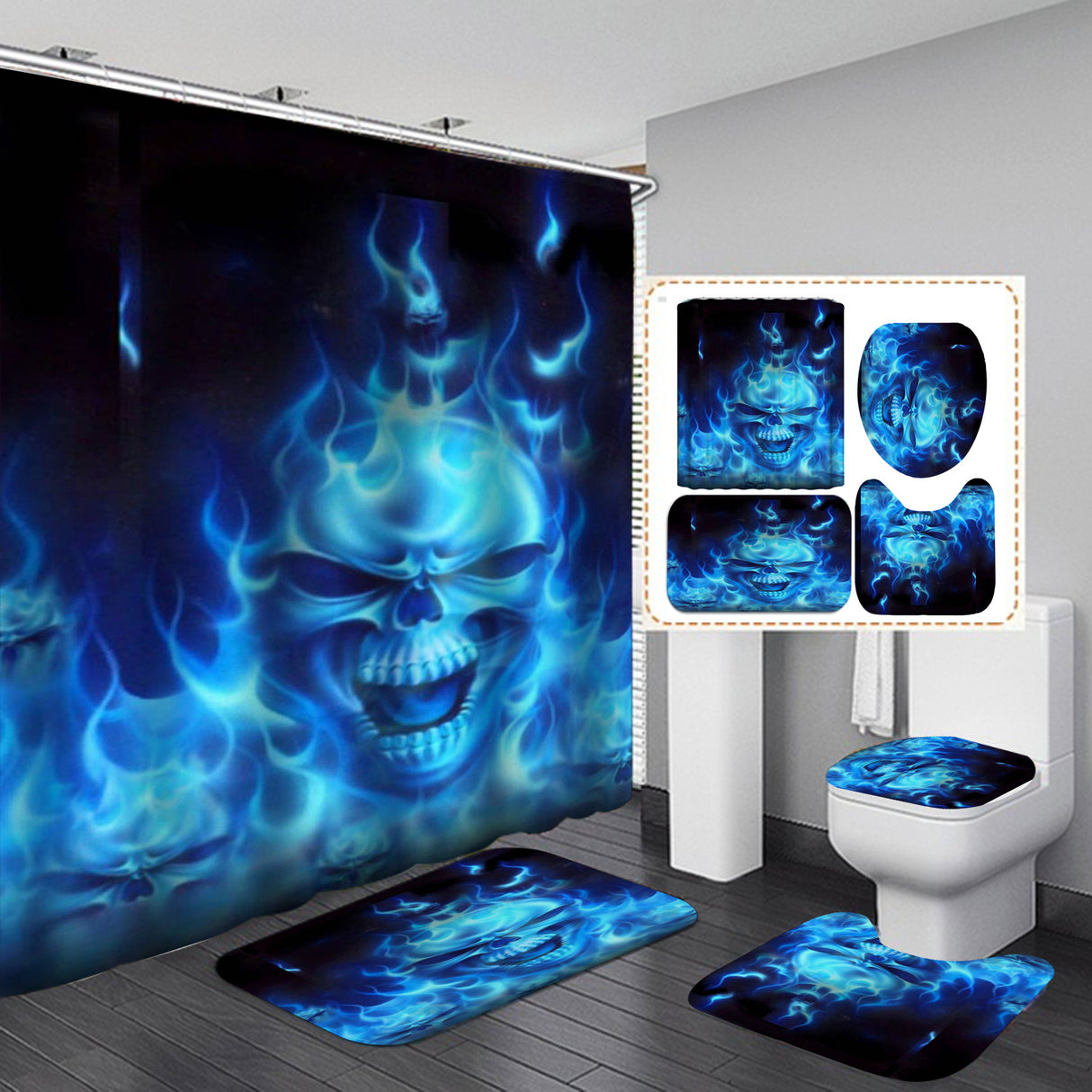 Polyester Printed Shower Curtain Thickened Waterproof Halloween Shower Curtain - Julia M LifeStyles
