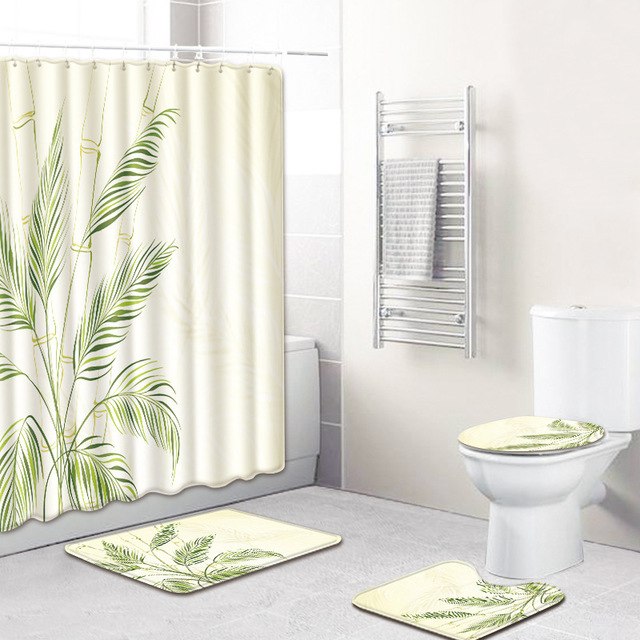 3D Printing Maple Leaf Bathroom Mats 180*180cm Shower Curtain 4pcs Bath Mat Sets Home Decoration Julia M Home & Kitchen