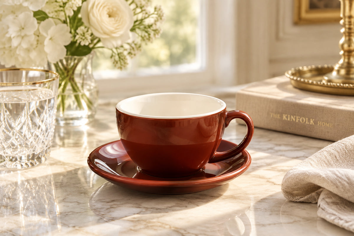 Fika Nordic Ceramic Latte Mug with Contrast Rim, 10 oz