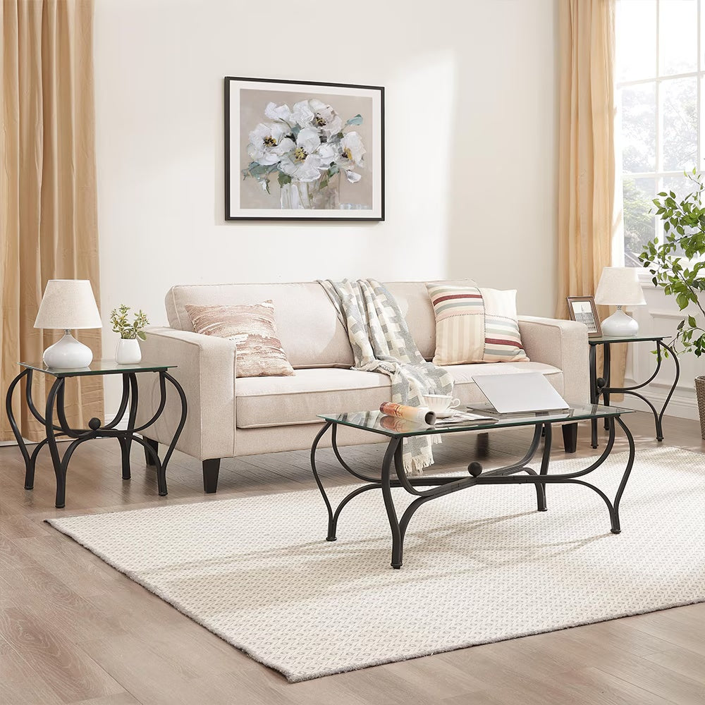 3-Piece Tempered Glass Coffee Table Set - Julia M LifeStyles