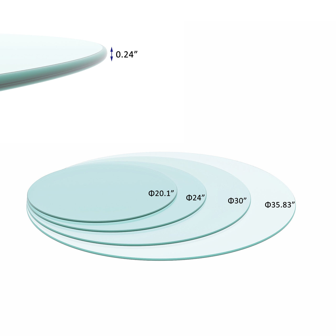 20" Inch Round Tempered Glass Table Top Clear Glass 1/4" Inch Thick Round Polished Edge Julia M Home & Kitchen