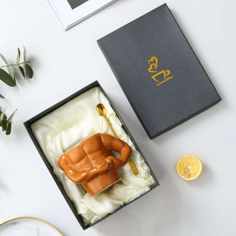 Novelty Cup Ceramic Muscle Hunk Ceramic Cup Spoof Weird Water Glass Mug Creative Personality Coffee Beer Cup Julia M Home & Kitchen