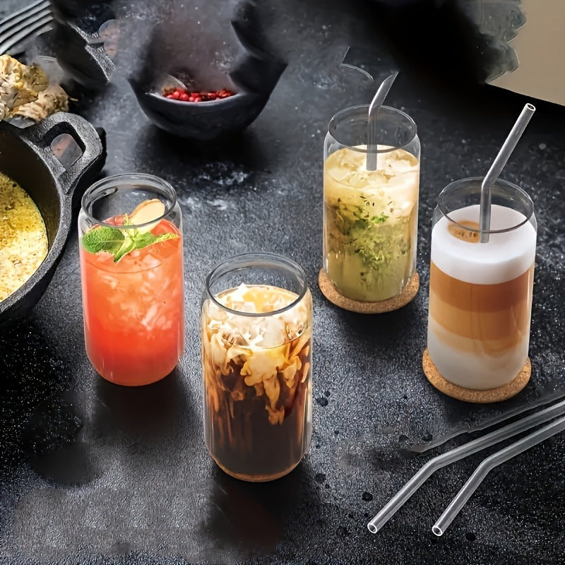 Elegant 6-Piece Glass Set with Lids and Straws for Juice, Tea, and Milk Julia M LifeStyles