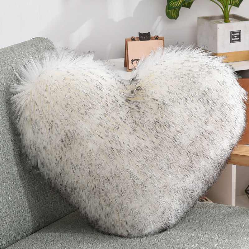 Heart-Shaped Long Plush Fluffy Cushion Cover - Julia M LifeStyles