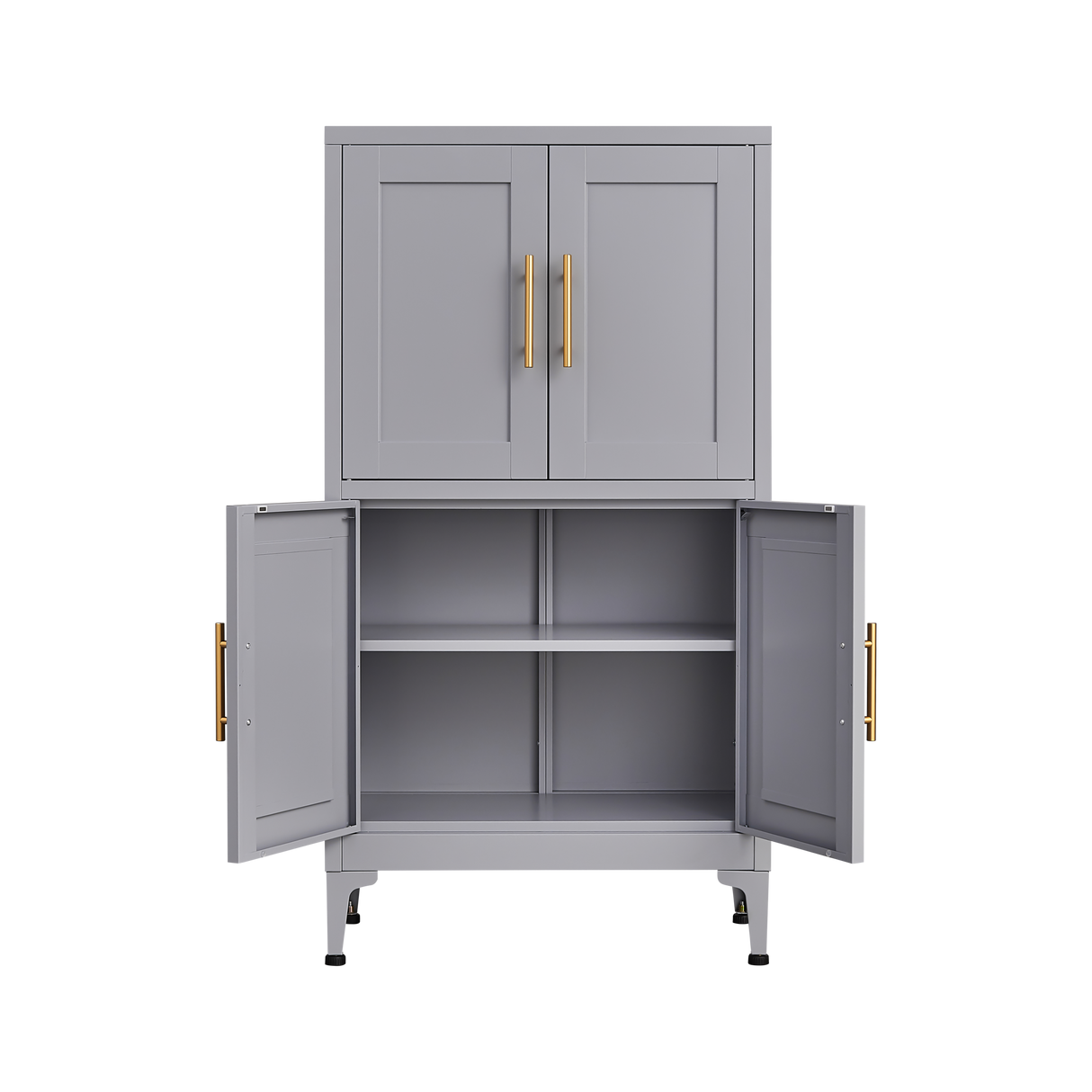 Grey metal kitchen storage cabinet, kitchen pantry storage cabinet with door and shelf, adjustable leveling feet eprolo