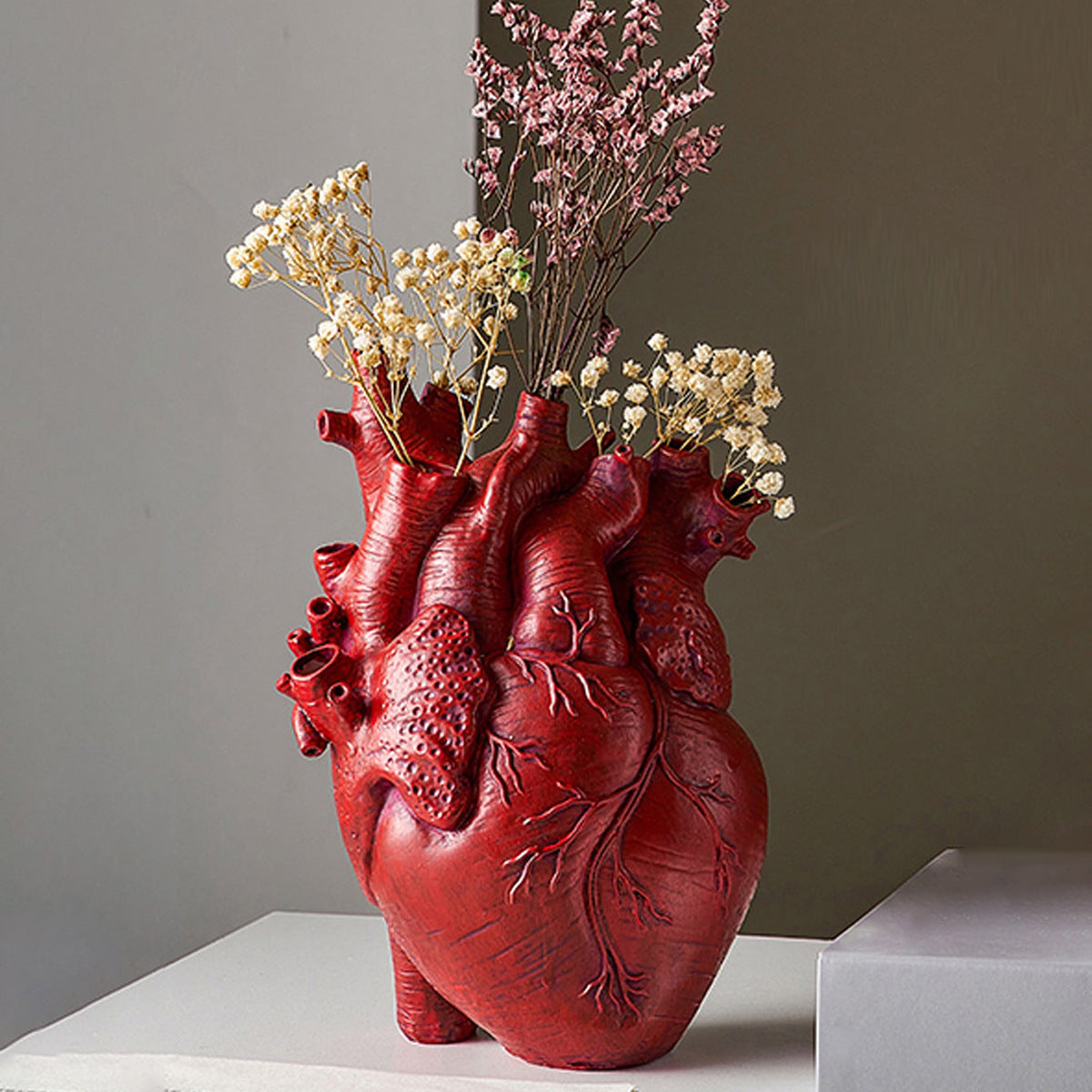 Heart-Shaped Flower Vase Resin Ornament Desktop Living Room Plant Pot Table Decoration Craft Julia M Home & Kitchen