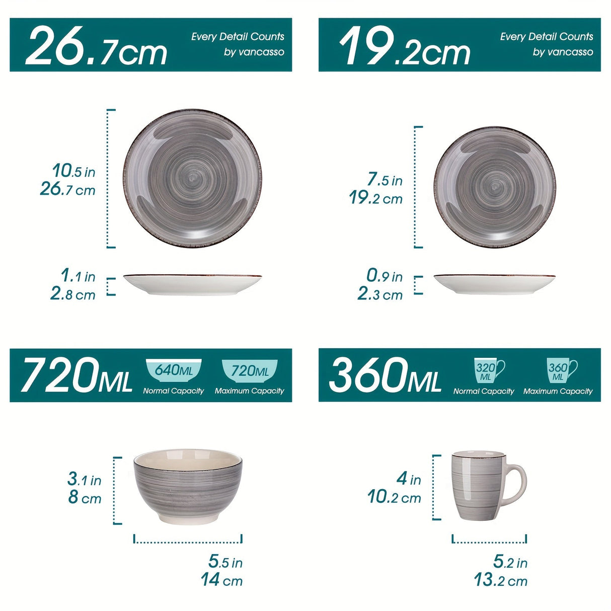 Artisanal 32-Piece Handpainted Stoneware Dinnerware Set for 8 – Scratch-Resistant & Dishwasher Safe Julia M LifeStyles