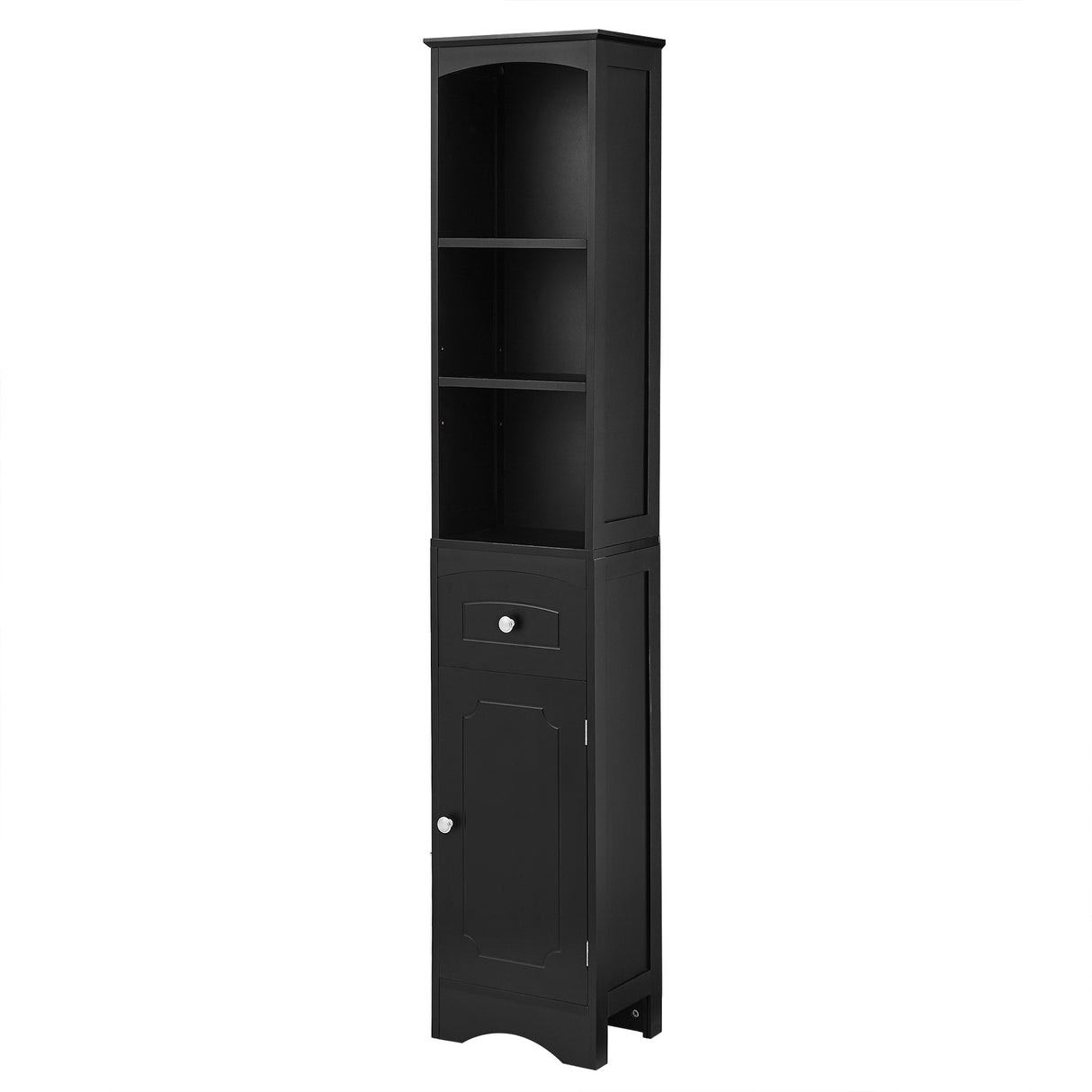 Tall Bathroom Cabinet, Freestanding Storage Cabinet with Drawer, MDF Board, Adjustable Shelf, Black - Julia M LifeStyles