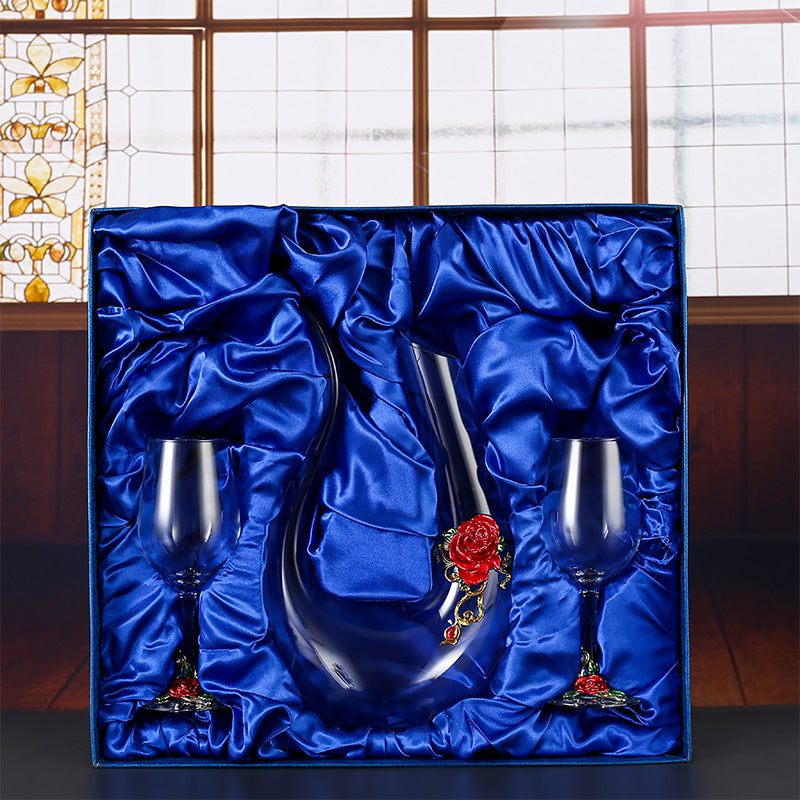 Household enamel crystal glass red wine glass goblet decanter Julia M Home & Kitchen