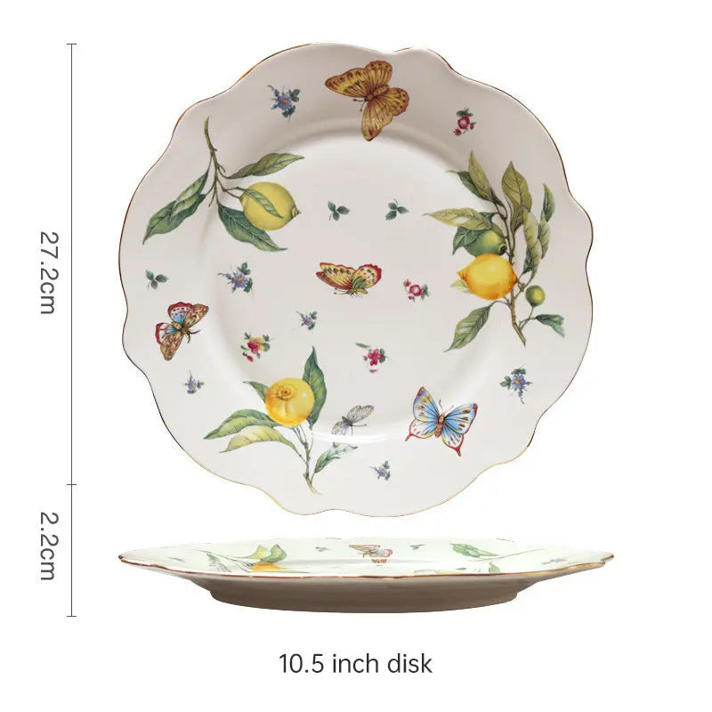 European - style Elegant Lemon Espresso Cups Set: Includes Tea Cups, Saucers, Ceramic Mugs, and a Dessert Plate eprolo