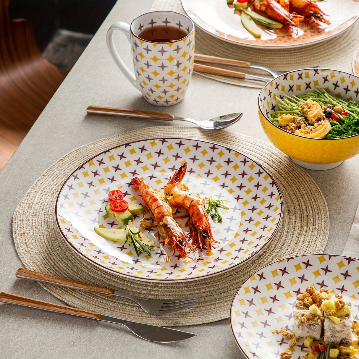 Japanese Style Porcelain Dinnerware Set - 16 Pcs for 4, Microwave & Dishwasher Safe Julia M LifeStyles