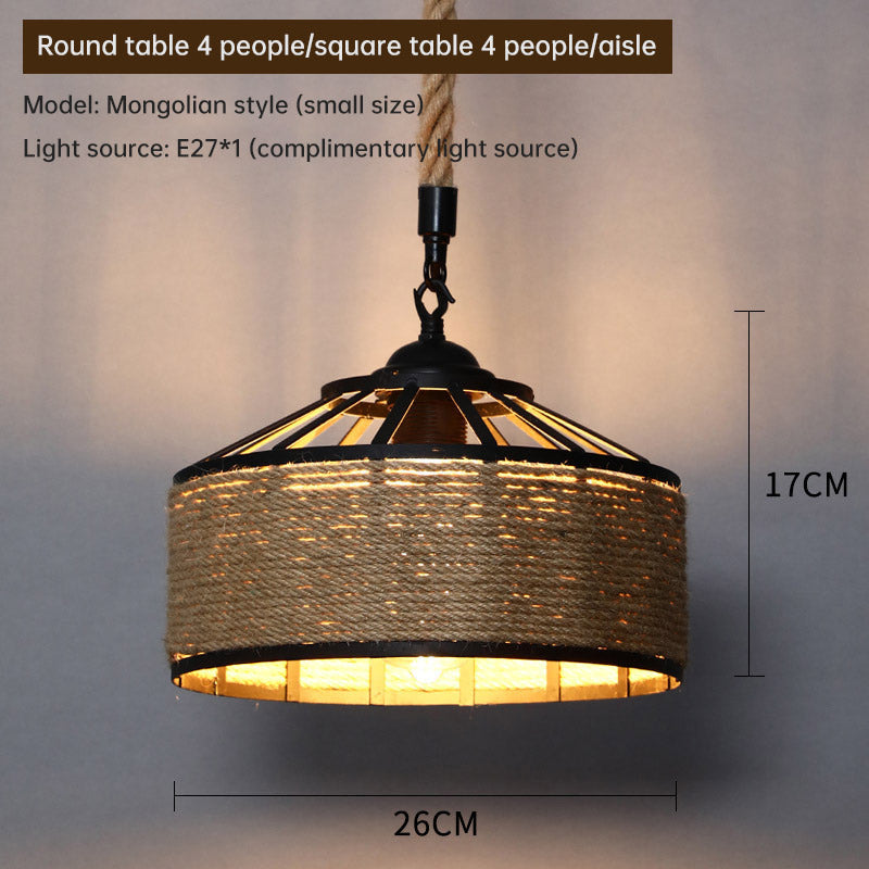 Retro Industrial Hemp Rope Pendant Lamp for Home & Commercial Spaces Julia M Home & Kitchen