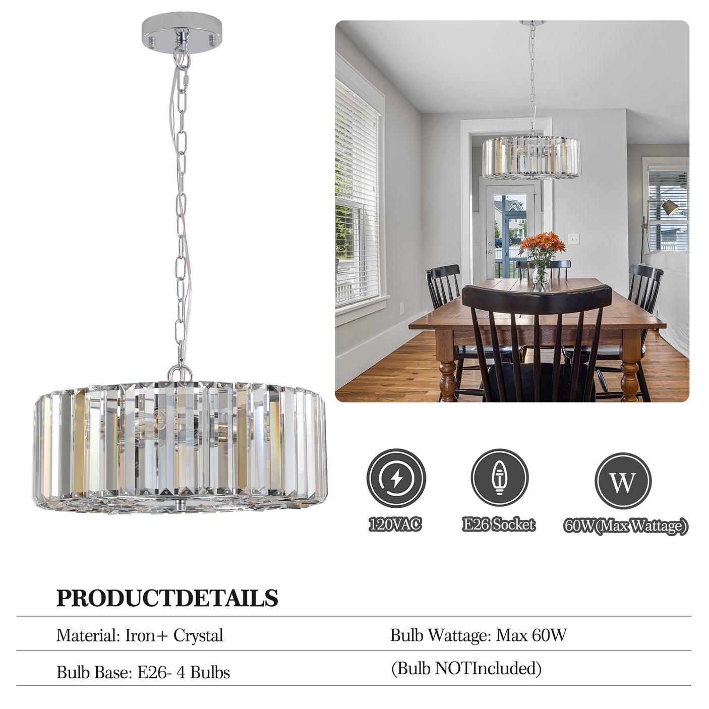 Modern Crystal Chandelier for Living-Room Round Cristal Lamp Luxury Home Decor Light Fixture