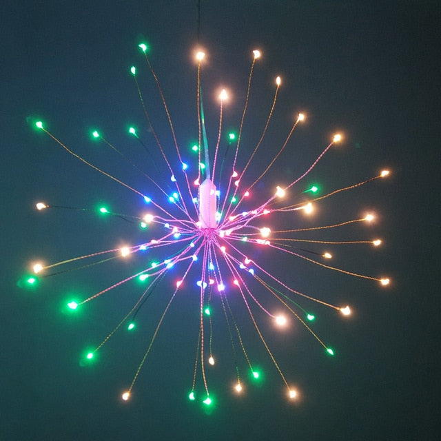 Illuminate Your Space with LED Firework String Lights - Warm White & Multi-Color Options Julia M Home & Kitchen