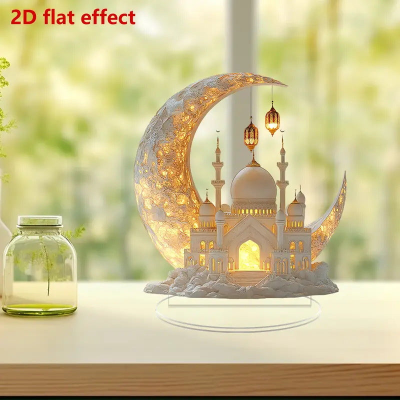 2025 Ramadan 2D Acrylic Moon - Castle Ornament. Eid Al - fitr Decoration, Muslim Home & Party Gift. eprolo