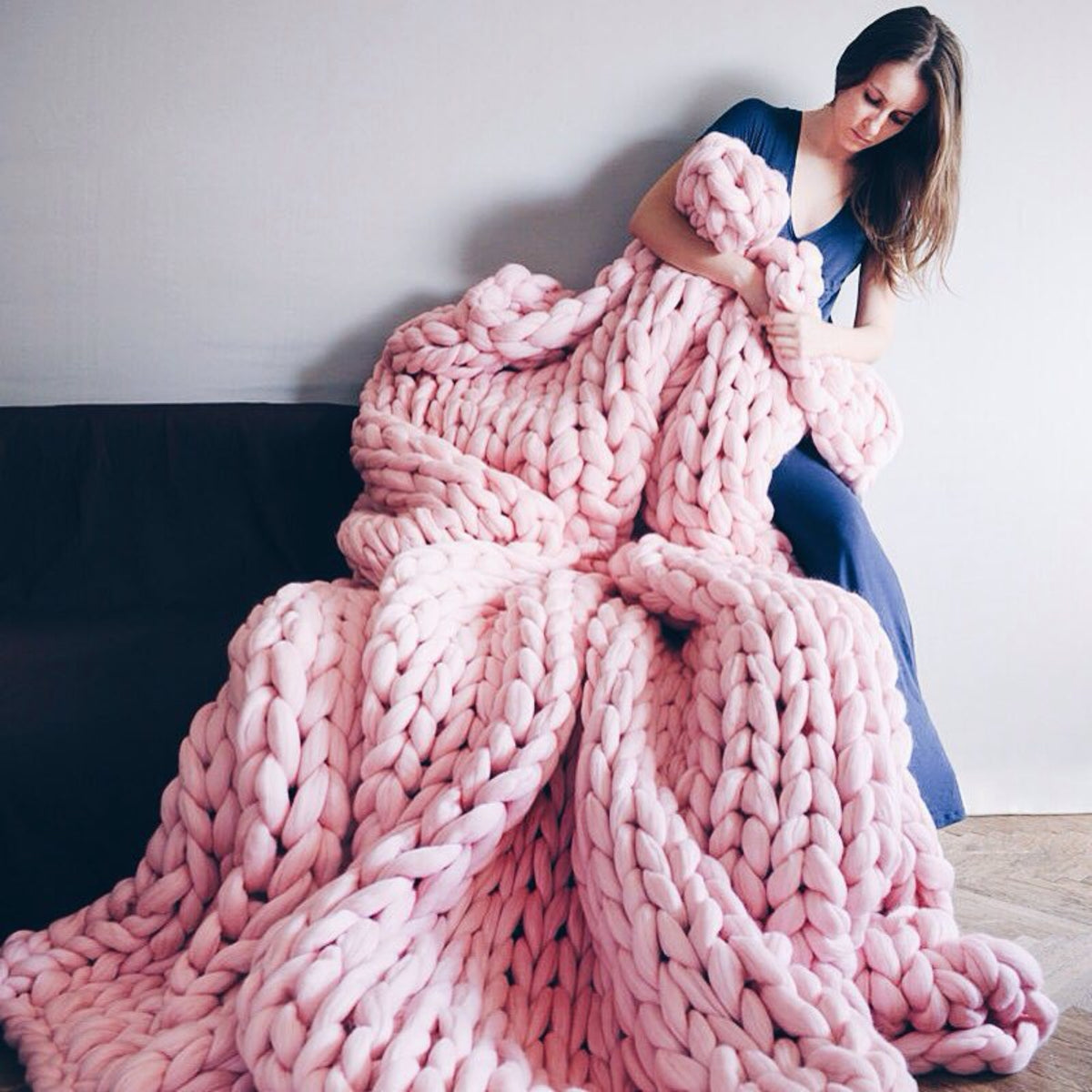 Cloudweave Chunky Knit Throw Blanket, Oversized Cozy Texture