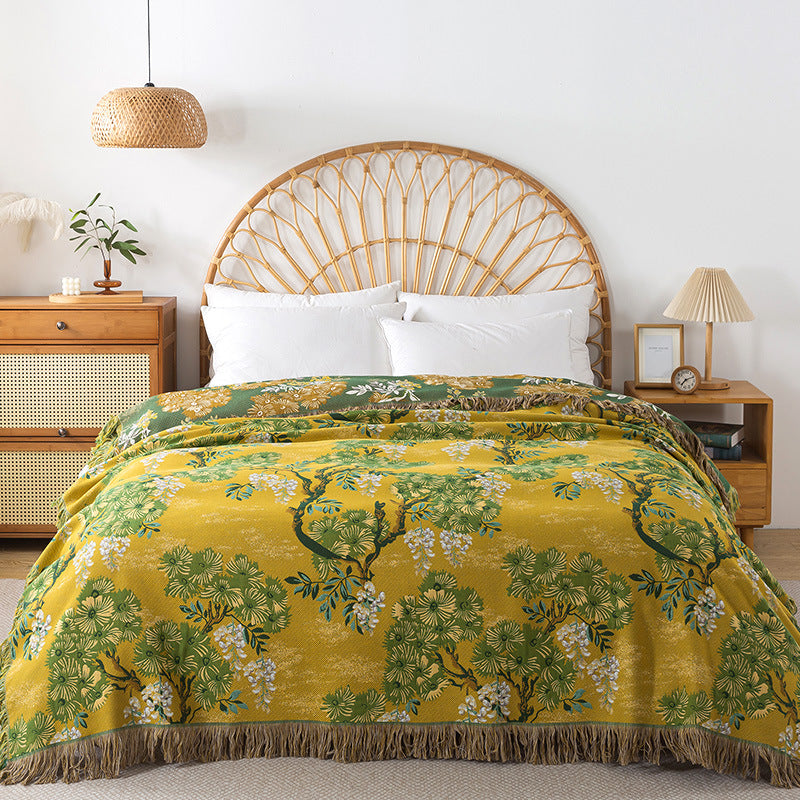 Jungle Style Double-Sided Cotton Gauze Blanket – All-Season Reversible Throw