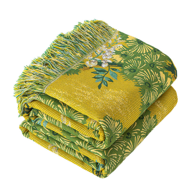 Jungle Style Double-Sided Cotton Gauze Blanket – All-Season Reversible Throw