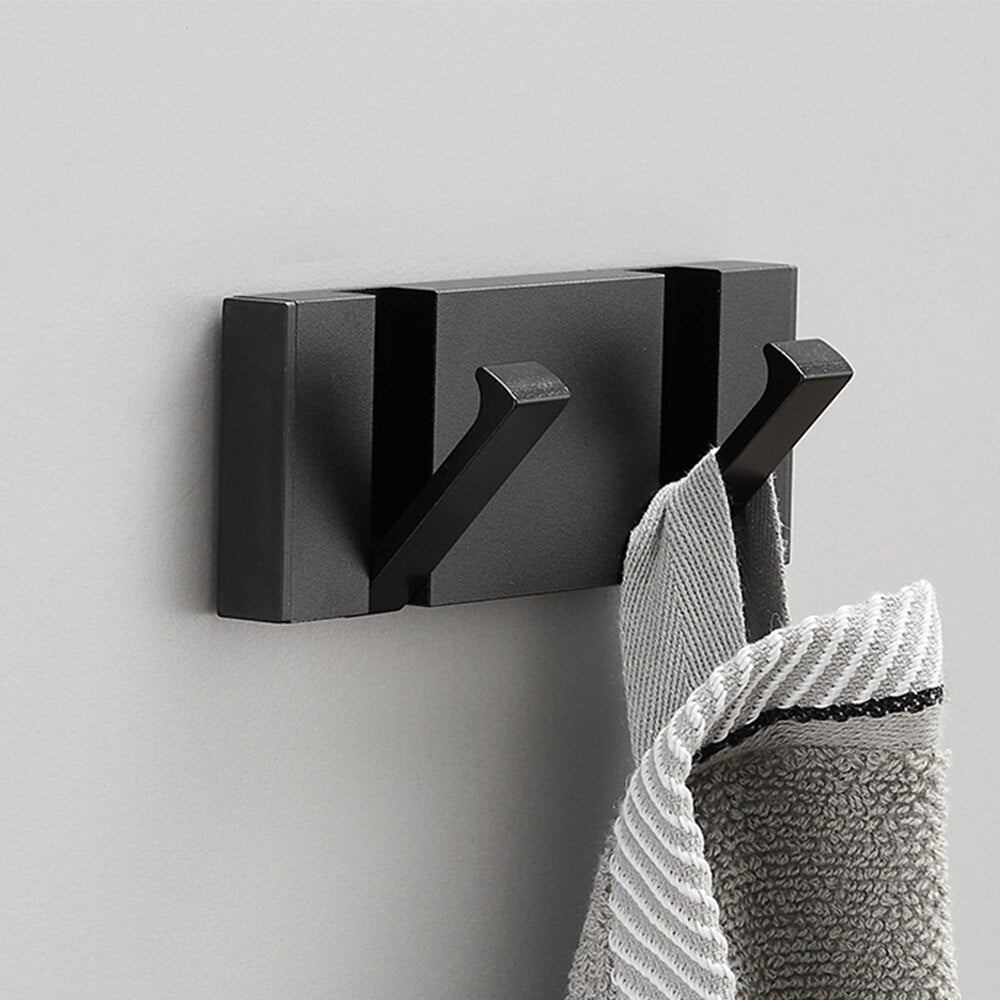 Folding Towel Hanger 2ways Installation Wall Hooks Coat Clothes Holder for Bathroom Kitchen Bedroom Hallway, Black Gold - Julia M LifeStyles
