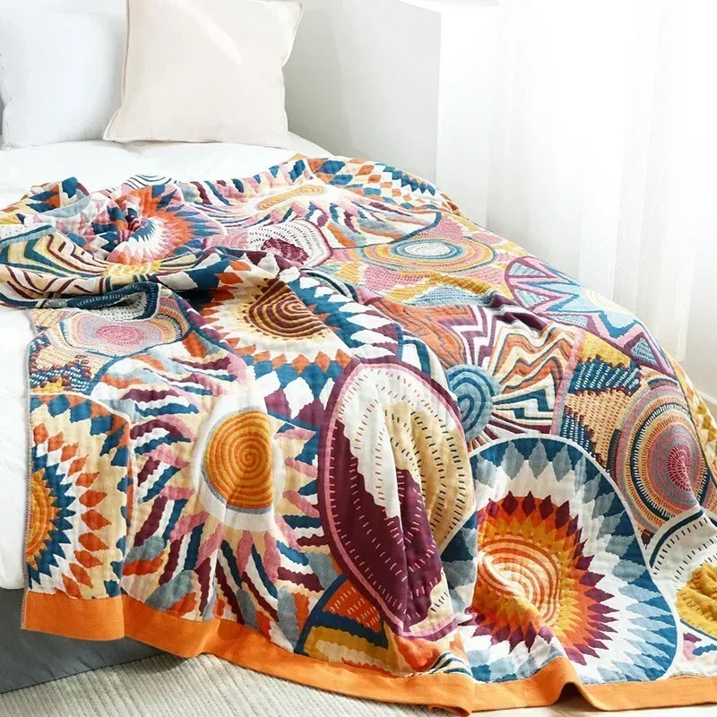 Bohemian Nordic Cotton Flannel Blanket – Ultra Soft, Stylish & Durable