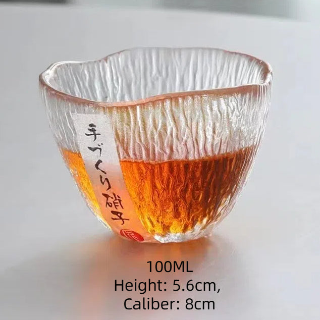 Small personal cup tea tasting cup hammer patterned kung fu heat-resistant glass single cup small cup tea cup Julia M Home & Kitchen