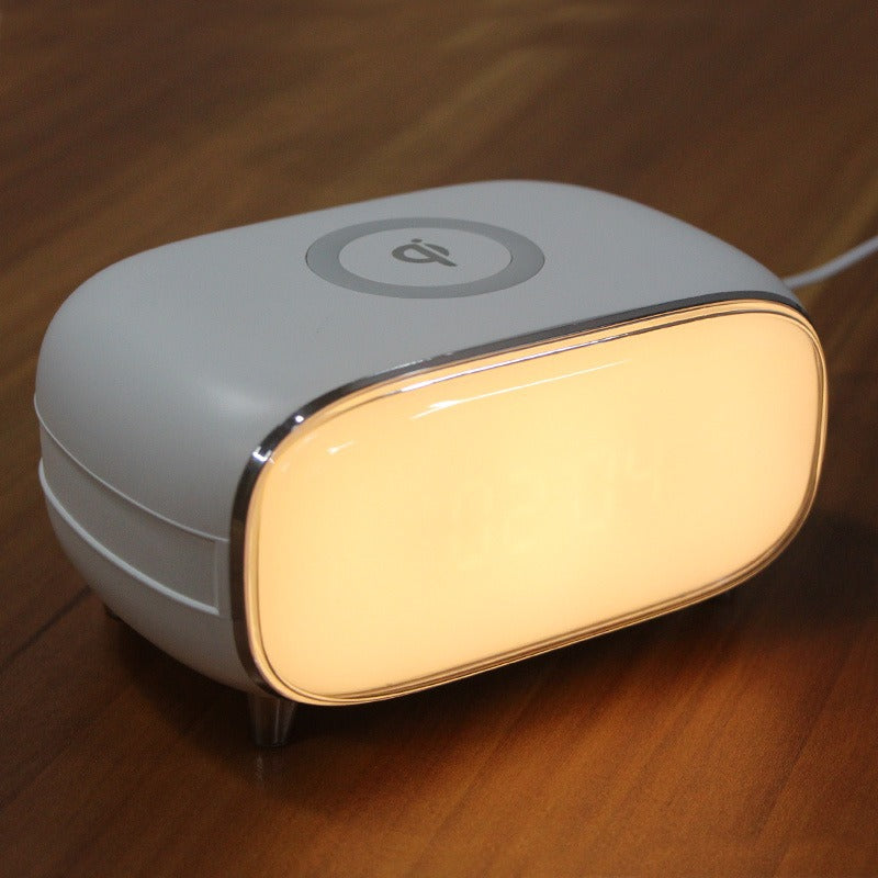 Creative wake-up alarm clock with QI wireless charging stylish atmosphere light clock sunset sleep night light table lamp Julia M Home & Kitchen