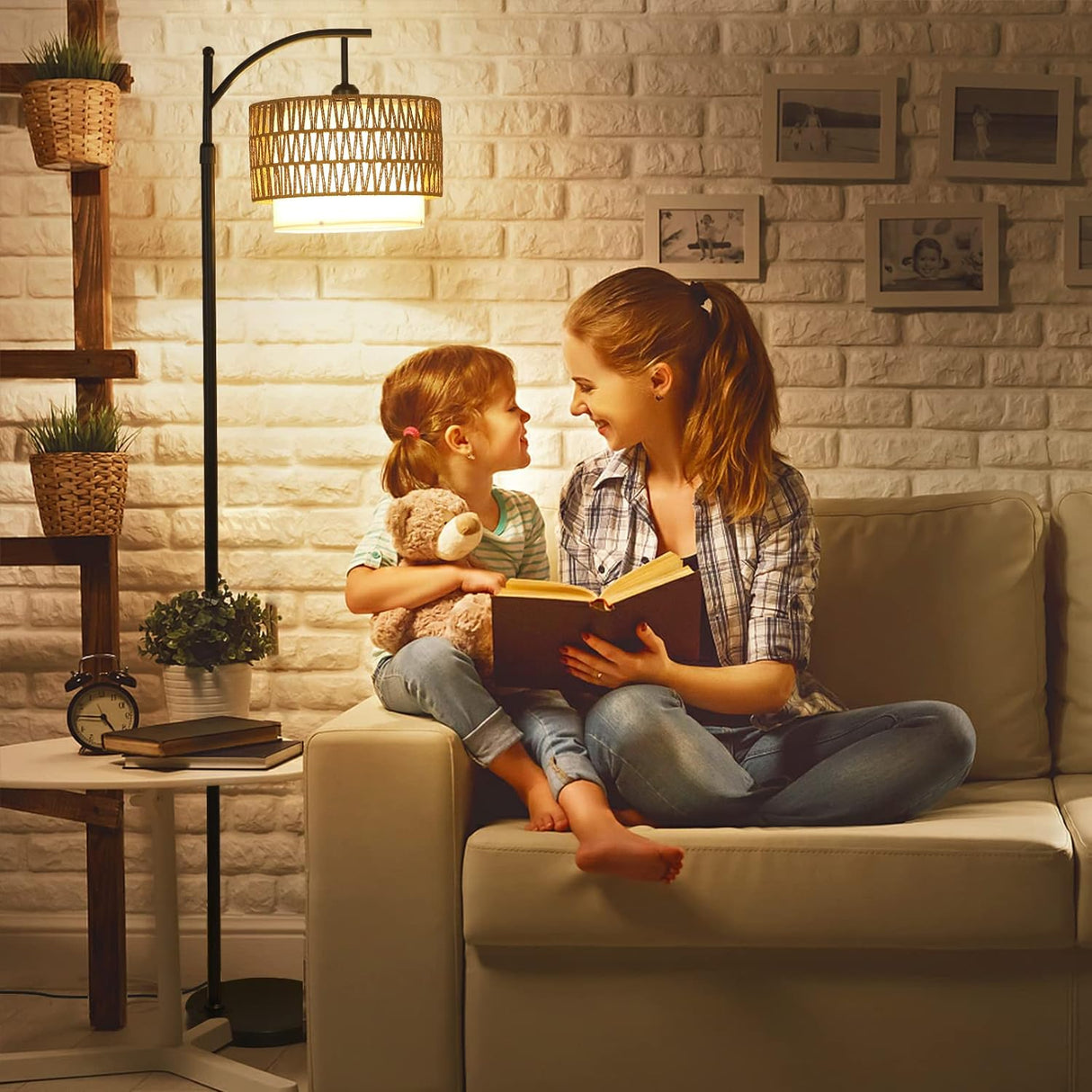 Arc Floor Lamp for Living Room with 3 Color Temperatures, Farmhouse Floor Lamps with Remote & Dimmable Bulb Office Julia M Home & Kitchen