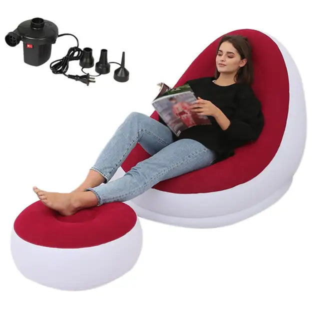 Inflatable Air Mattress Lazy Sofa Deck Chair Comfortable Leg Stool Rest Single Beanbag for home and Outdoor Use - Julia M LifeStyles