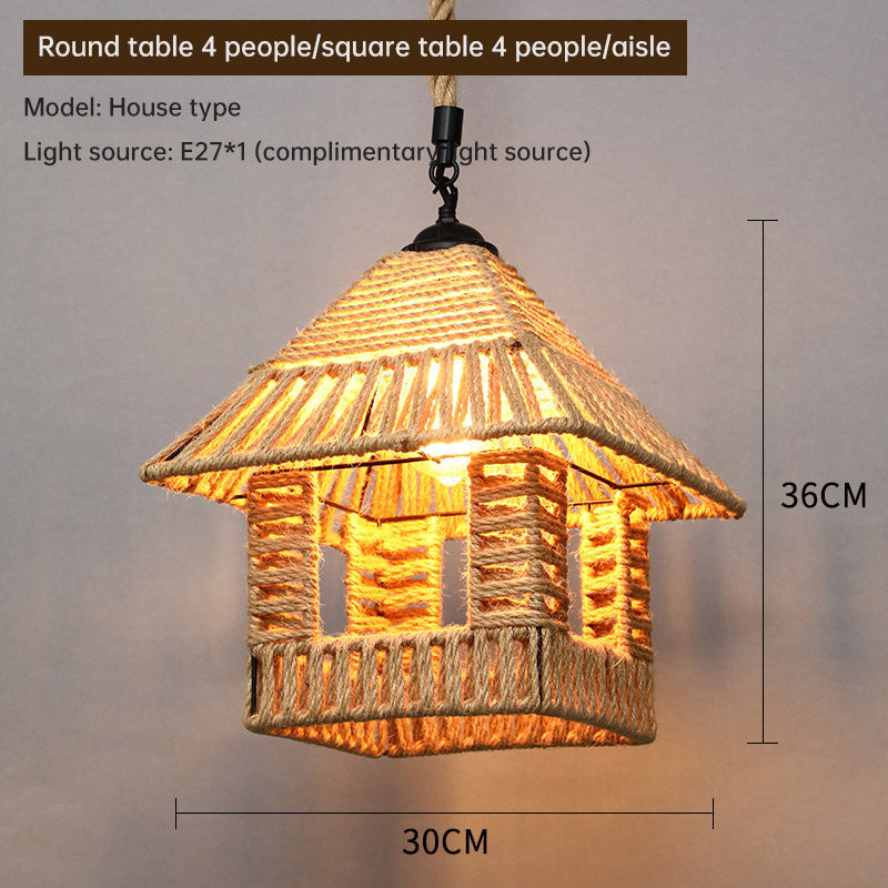 Retro Industrial Hemp Rope Pendant Lamp for Home & Commercial Spaces Julia M Home & Kitchen