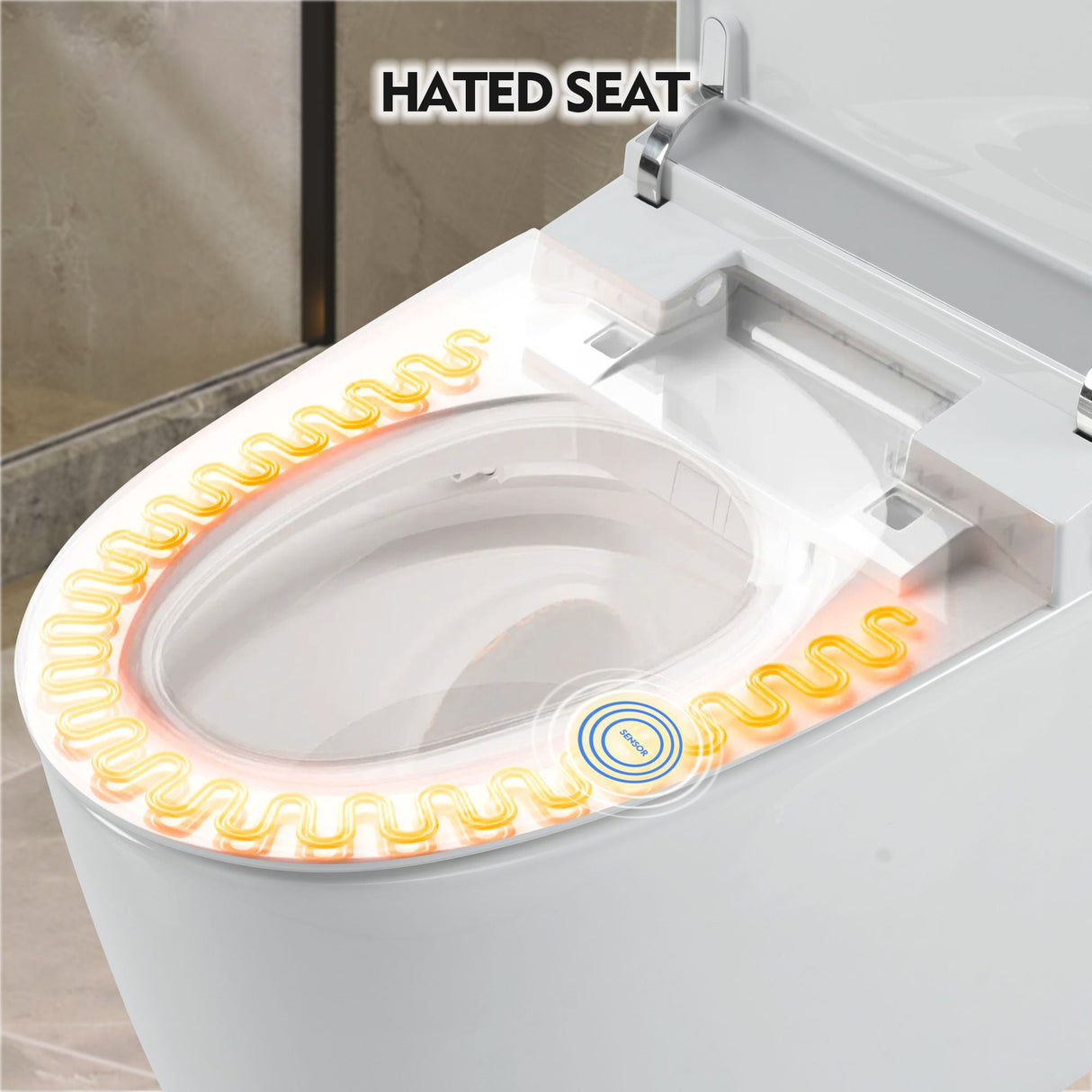 Heated seat intelligent toilet, integrated toilet, automatic flushing water tank toilet, with foot sensor flushing, white night Julia M Home & Kitchen