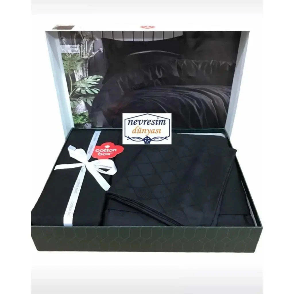Checkerboard Black Double Jacquard Satin Duvet Cover Set Made of Cotton-Luxury Boxed Set Julia M LifeStyles