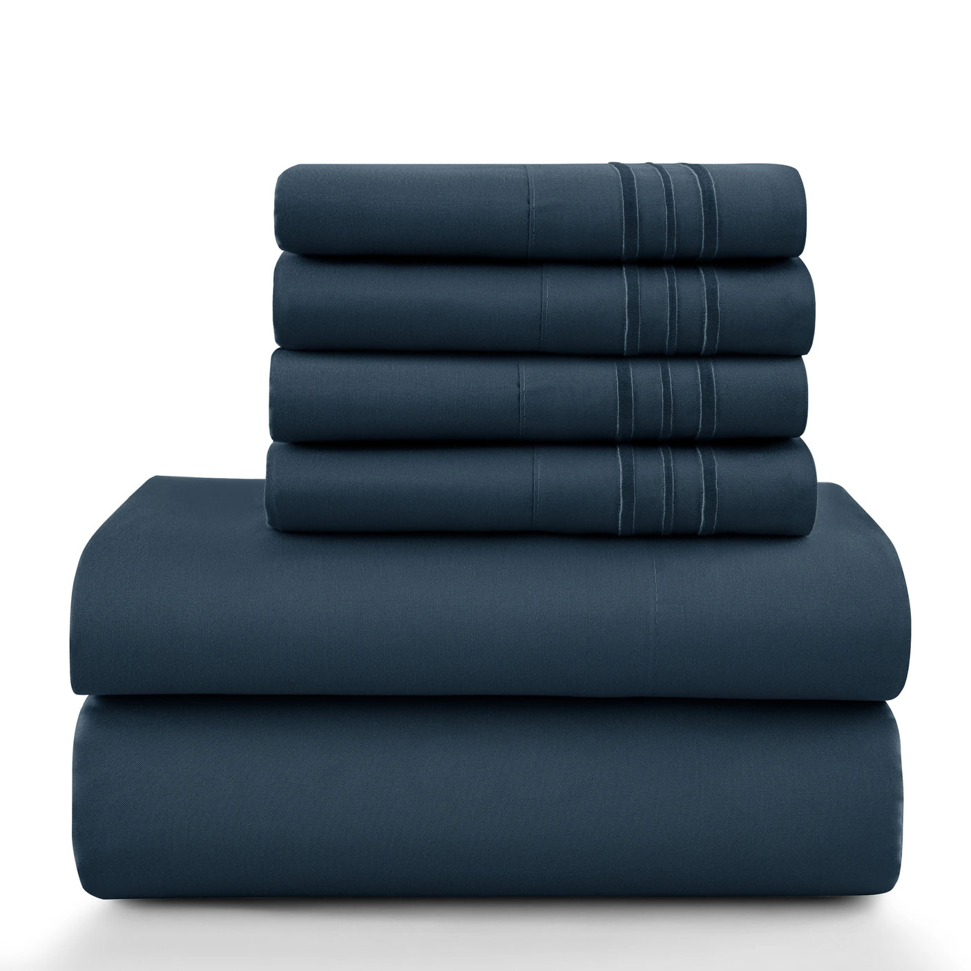 Lux Décor 6Pc Solid Sheet Set – Brushed Microfiber, 16" Deep Pockets - Julia M LifeStyles