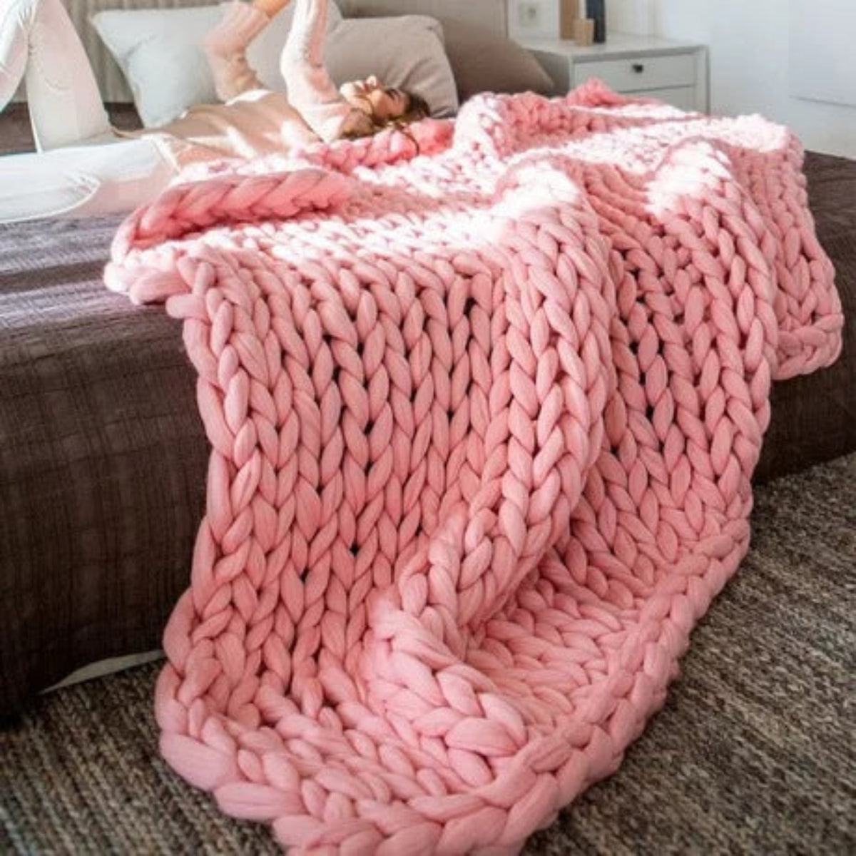 Cloudweave Chunky Knit Throw Blanket, Oversized Cozy Texture