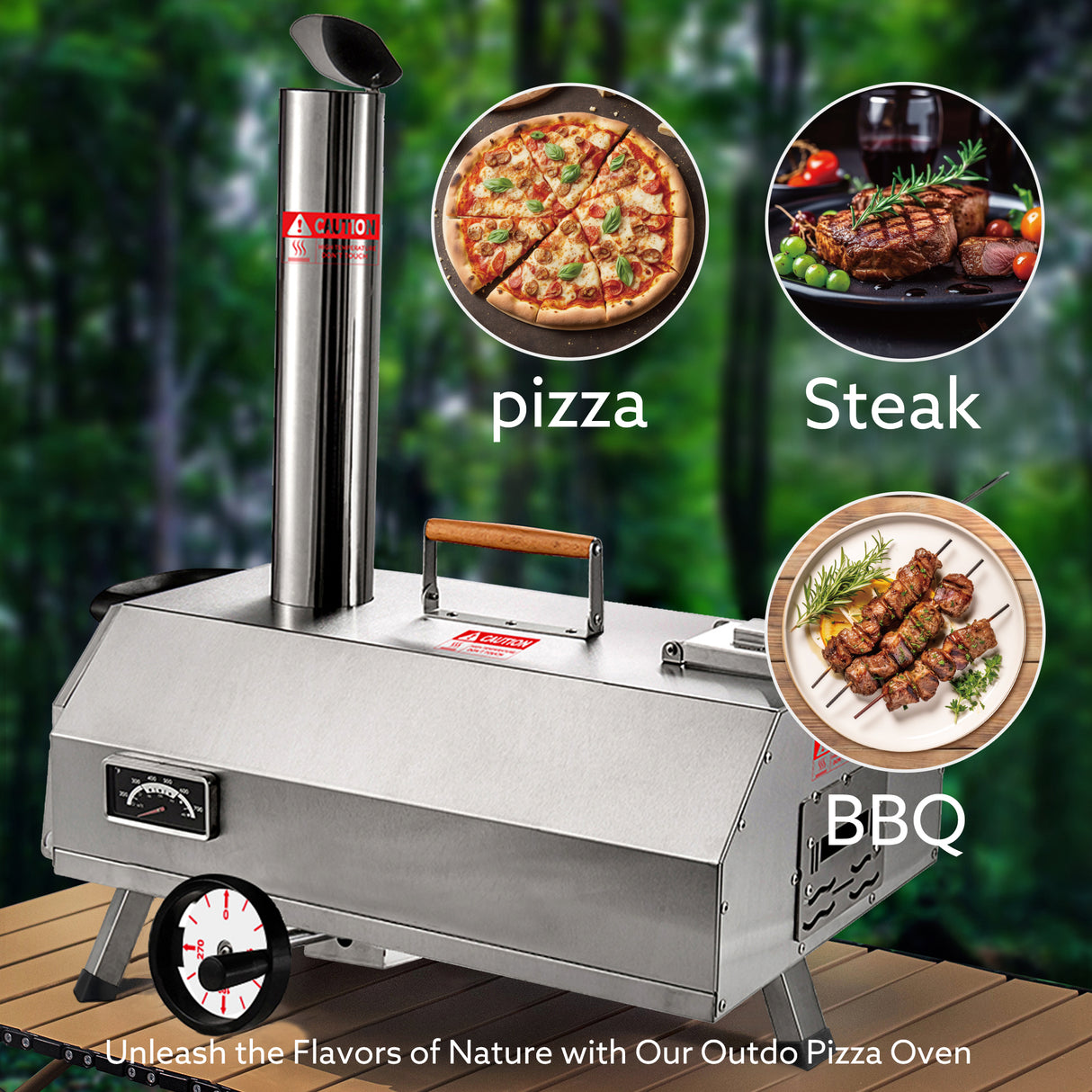 Semi-Automatic Silver 12 Outdoor Pizza Oven Portable Wood Fired Pizza Oven - Julia M LifeStyles