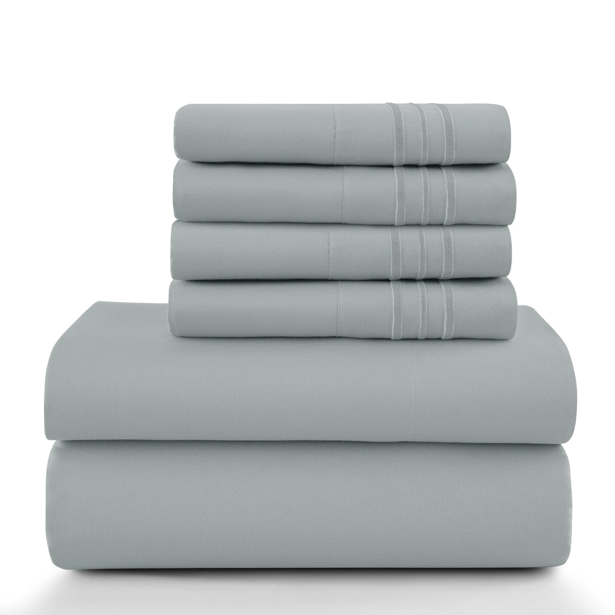 Lux Décor 6Pc Solid Sheet Set – Brushed Microfiber, 16" Deep Pockets
